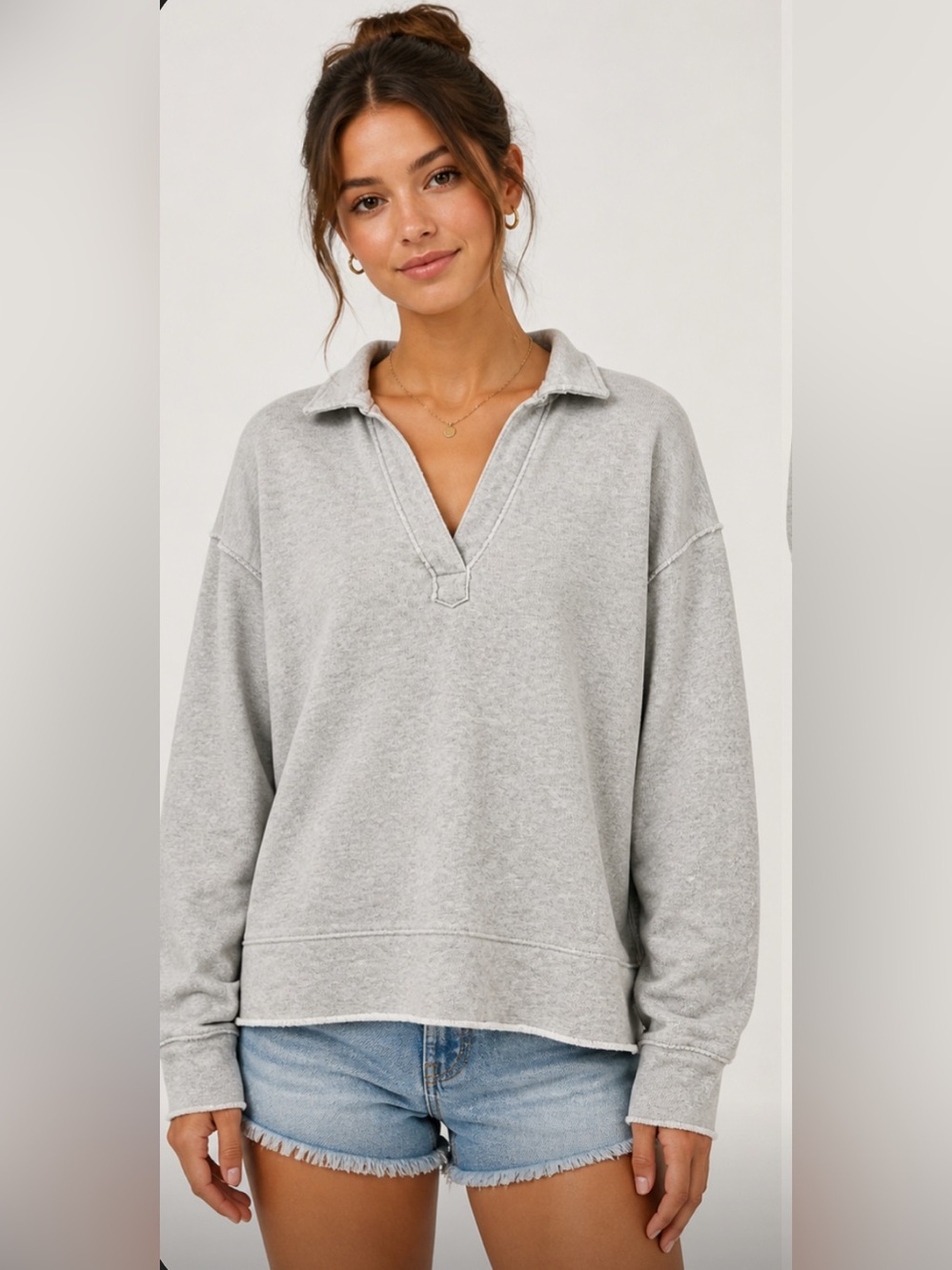 Aerie Vintage Oversize Popover Polo Sweatshirt